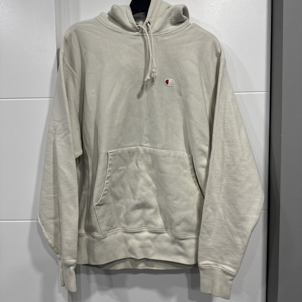 Champion Reverse Weave Hoodie White M Pullover Hoodie Jacket Cotton Blend